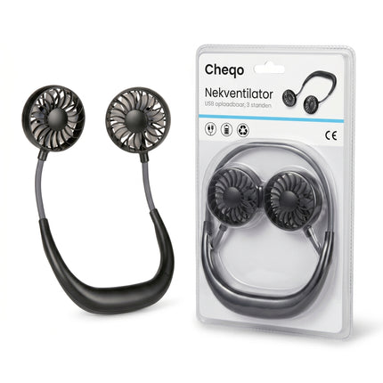 Cheqo® Nekventilator - Draagbare Ventilator - Halsventilator - Handsfree - USB Oplaadbaar - Verpakking