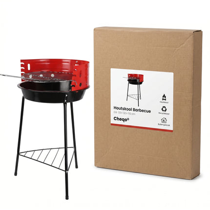 Cheqo® Houtskoolbarbecue 33x32x55 cm Zwart/Rood - Verpakking