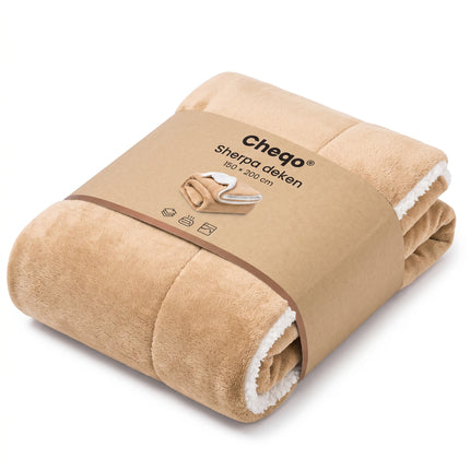 infographic-7: Ceruzo sherpa fleece deken 150x200 cm beige
