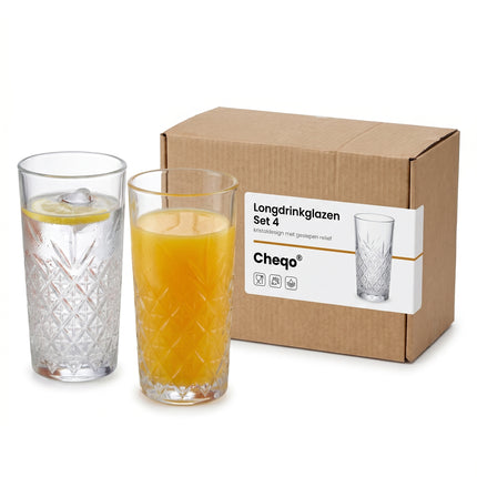Cheqo Longdrinkglazen Set van 4 - Verpakking