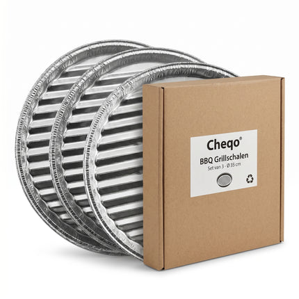 Cheqo® BBQ Grillschalen Set van 3 - 35 cm Aluminium - Verpakking