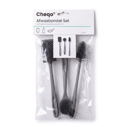 Cheqo Siliconen Afwasborstel Set van 3 - Verpakking