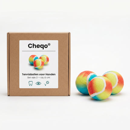 IN PACKAGE - Cheqo Regenboog Tennisballen voor Honden Set van 3