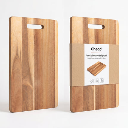 Cheqo® Snijplank Acaciahouten met Handvat - Verpakking