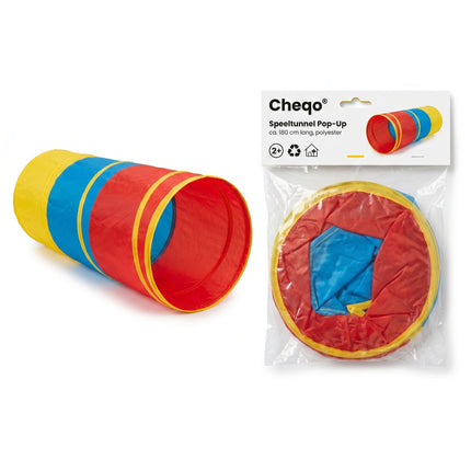 Cheqo® Speeltunnel Kruiptunnel Pop-Up Krabbeltunnel (ca. 180 cm lang, ca. 45 cm diameter) - Verpakking