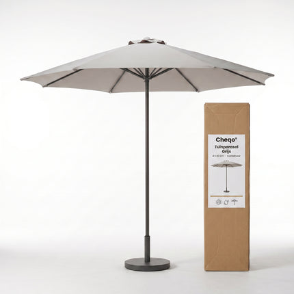 Cheqo® Tuinparasol Grijs Stokparasol Terrasparasol Balkon - Verpakking
