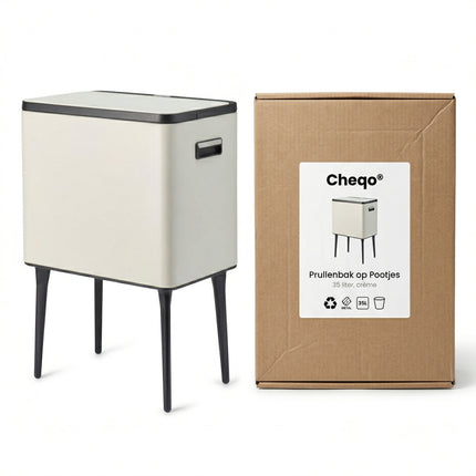 Cheqo® Prullenbak op Pootjes - Afvalbak 35 Liter - Verpakking