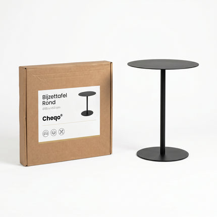 Cheqo® Bijzettafel Rond Zwart - Metaal - Woonkamer - Sidetable - Industrieel - Verpakking