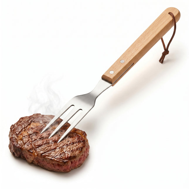 Cheqo BBQ Vork RVS/Hout 46x7 cm - Hero