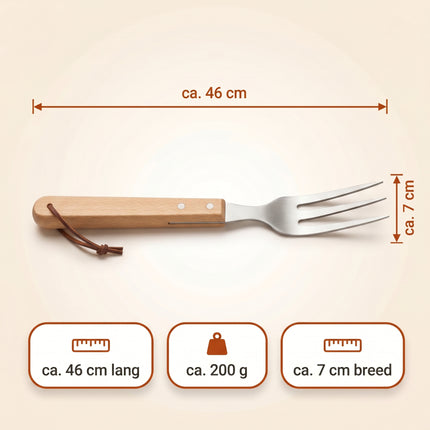 Cheqo BBQ Vork RVS/Hout 46x7 cm - Specs