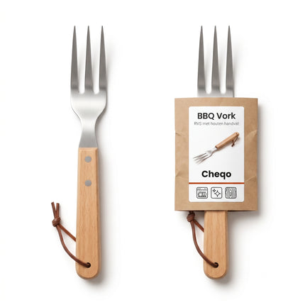 Cheqo BBQ Vork RVS/Hout 46x7 cm - Verpakking