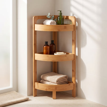 Cheqo® Badkamer Hoekrek Bamboe 3 Etages - Hero Lifestyle