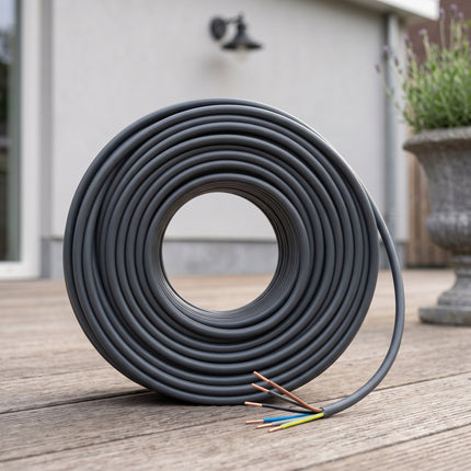 Cheqo® Buitenkabel 5 X 2.5 mm² 25 m - XMVK Kabel - Installatiekabel Buitengebruik - Krachtstroomkabel - Stroomkabel voor Buiten - Tuinkabel - Elektriciteitskabel - Bovengrondse Kabel voor Tuinverlichting en Buitenstopcontact - Grijs - Hero Lifestyle (oude v0, afgekeurd: 6 aders i.p.v. 5)