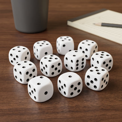 Cheqo® Dobbelstenen Set van 10 - Witte Dobbelstenen - Dobbelsteen - Dobbelstenenset Wit - Speeldobbelstenen - Dobbelsteentjes - Dobbelen - Dobbelspel - Yahtzee - Bordspel - Gezelschapsspel - Spelletjes - Spelletje - Monopoly - Regenwormen - Hero Lifestyle