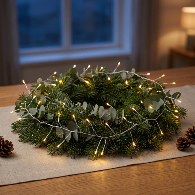 Cheqo® Kerstlampjes 100 LED - 1,2 Meter - Warm Wit - Kerstverlichting - Clusterverlichting met Zilverdraad - Draadverlichting - Micro LED - Lichtsnoer op USB - Sfeerverlichting - Feestverlichting - Hero Lifestyle
