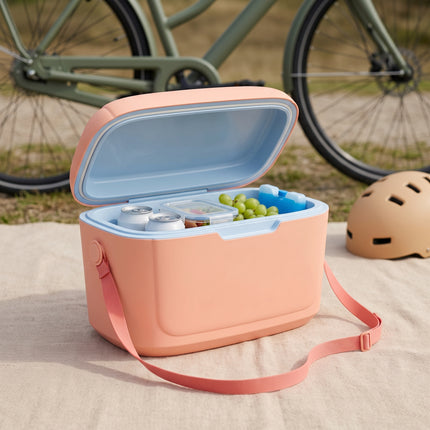 Cheqo® Koelbox - Kleine Koelbox 6 Liter - Koeltas - Draagbare Koelbox met Schouderband en Verstelbare Draagriem - Koelbox zonder Stroom - voor Picknick - Strand - Camping - Auto en Festival - Isolerende Lunchbox Koeler - Roze Koelboxje - Hero Lifestyle