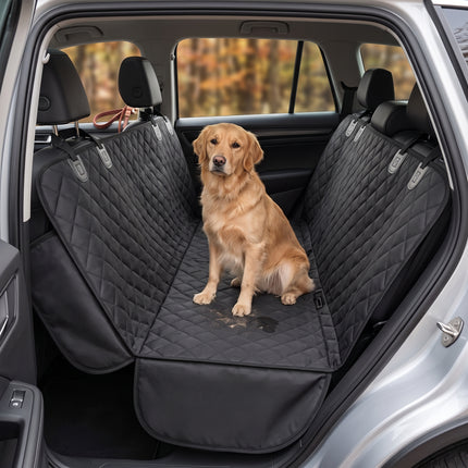 Cheqo® Hondendeken Auto Achterbank - Hondendeken Kofferbak - Beschermhoes Achterbank Hond - Hondenkleed Auto - Autodeken Hond - Autohoes Hond - Achterbankhoes - Hondenmat Auto - Hangmat Hond Auto - Autostoelhoes - Waterdicht en Antislip - Zwart - Hero Lifestyle