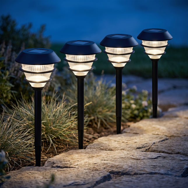 Cheqo® Solar Tuinlampen Set van 4 Zwart - Hero Lifestyle