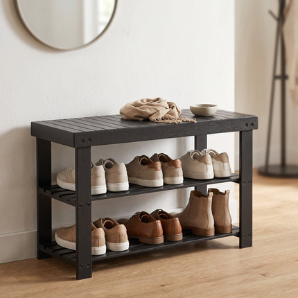 Cheqo® Schoenenrek - Schoenenbank - Schoenenkast - Schoenenrekje - Halbankje - Halbank - Schoenenbankje - Schoenen Organizer - Schoenen Opbergrek - Schoenenstandaard - Schoenenrek 3 Laags - Gangkast - Haltafel - Schoenenrek Smal - Zwart - Hero Lifestyle