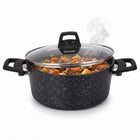 Cheqo® Braadpan met Deksel - Kookpan - Stoofpan - Soeppan - Braadpan Inductie - Hapjespan - Stoofpot - Pan met Glazen Deksel - Braadpan Antiaanbaklaag - Braadpan Granietcoating - Braadpan Zwart - Braadpan voor Alle Warmtebronnen - Stamppotpan - Hero Lifestyle