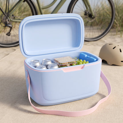 Cheqo® Koelbox - Passieve Koelbox Zonder Stroom - Draagbare Koelbox - Kleine Koelbox met Schouderband - Koeltas voor Camping en Strand - Picknick Koelbox voor Festival en Auto - Lunchbox Koeler - Isolatiebox - Koelbox Blauw - Frigobox - Hero Lifestyle