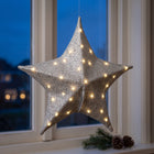 Cheqo® Verlichte Kerstster Zilver - LED Kerstster met Kerstlampjes - op Batterijen met Timer - Kerstverlichting voor Binnen - Kerstdecoratie om op te Hangen - Warm Wit - Sfeerverlichting - Verlicht Kerstfiguur - Adventster - Raamdecoratie Kerst - Hero Lifestyle