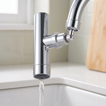 Cheqo® Kraan Opzetstuk - Kraanverlengstuk - Kraankop - Roterende Kraankop met Sproeikop voor Kraan - Draaibare Kraan - Keukenkraan Opzetstuk voor Badkamerkraan - Perlator - Straalregelaar met 3 Standen - Waterbesparend - 360 Graden Draaibaar - Hero Lifestyle v2