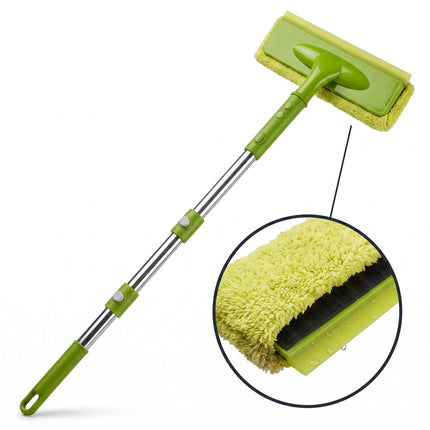 Cheqo® Telescopische Raamwisser - Raamwisser met Steel - Uitschuifbare Raamwisser - Ramenwasser - Raamtrekker - Ruitenwisser - Glazenwasser - Vensterwisser - Telescoopsteel - Buigbaar - voor Ramen Wassen en Ruiten Schoonmaken van Hoge Ramen - Hero Studio