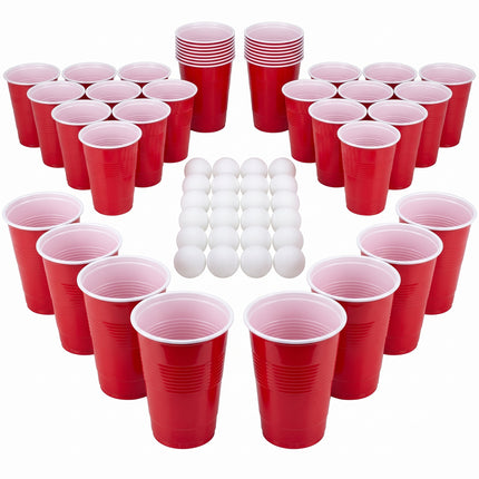 Cheqo® Beer Pong Set van 48 - Beerpong - Bierpong - Bier Pong - Drankspel - Drankspellen - Drinkspel - Red Cups - Party Cups - American Cups - Beerpong Bekers - Herbruikbare Bekers - Balletjes - Pingpong Ballen - Partyspel voor Volwassenen - Hero Studio