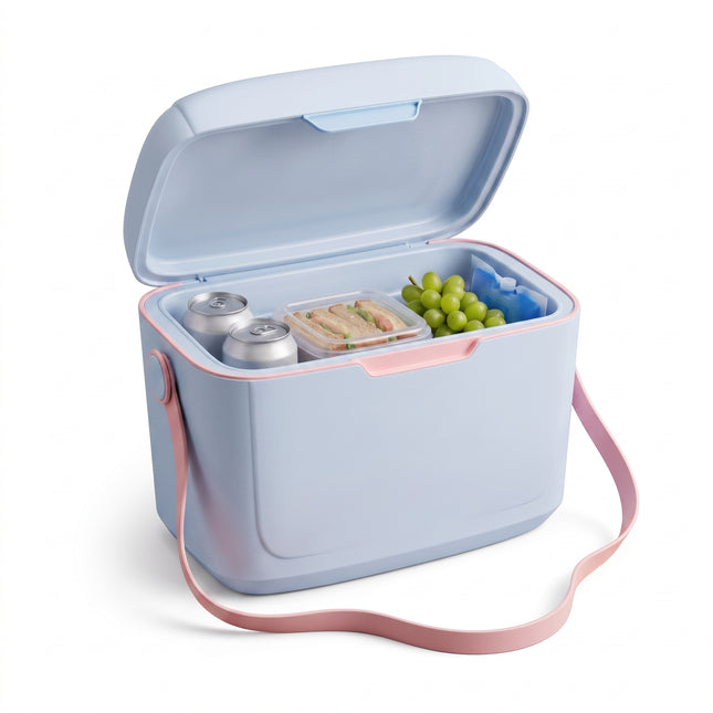 Cheqo® Koelbox - Kleine Koelbox - Draagbare Koelbox - Koeltas - Mini Koelbox zonder Stroom - Koelbox voor Camping - Koelbox voor Strand - Picknick Koelbox - Koelbox Auto - Lunchbox Koeltas - Isolerende Koelbox met Draagriem en Handvat - Blauw - Hero Studio