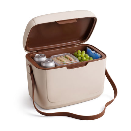 Cheqo® Koelbox - Draagbare Koelbox zonder Stroom - Passieve Koelbox met Verstelbare Draagriem - Koelbox voor Camping en Strand - Picknick Koelbox voor Auto en Boot - Koeltas voor Festival - Isolerende Koelbox met Deksel - Retro Koelbox - Hero Studio