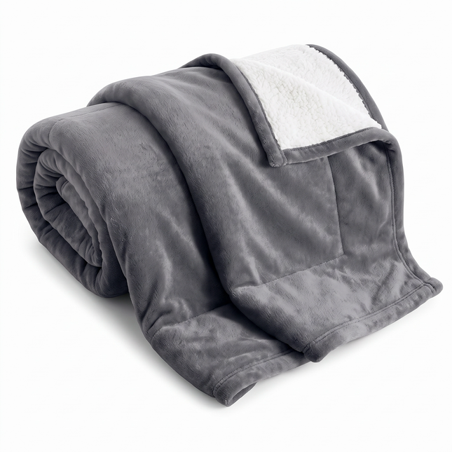 Cheqo® Sherpa Fleece Deken - Sherpa Deken - Fleece Deken - Plaid - Woondeken - Knuffeldeken - Bankdeken - Deken voor Bank en Bed - Donkergrijs - Grijs - Zacht en Warm - Pluizig - Dubbelzijdig - Flanel - Sprei - Bedsprei - Tweepersoons - XXL - Hero Studio
