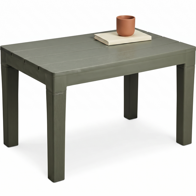 Cheqo® Tuintafel Groen - Bijzettafel Buiten - Tuin Bijzettafel - Kunststof Tuintafel - Balkontafel - Buitentafel - Terrastafel - Salontafel Tuin - Koffietafel Buiten - Campingtafel - Loungetafel - Tuintafeltje - Bijzettafeltje - Tuinmeubel - Hero Studio