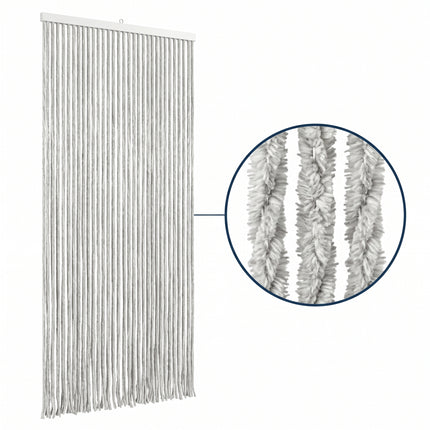 Cheqo® Vliegengordijn 90x230 cm Grijs/Wit - Insectengordijn - Deurgordijn - Kattenstaart - Horgordijn - Hordeur - Pluche Strengen - Chenille - Gemêleerd - Muggengordijn - Vliegenhor - Anti Insecten - voor Deur, Tuindeur, Caravan en Camper - Hero Studio