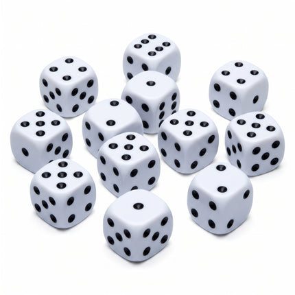 Cheqo® Dobbelstenen Set van 10 - Witte Dobbelstenen - Dobbelsteen - Dobbelstenenset Wit - Speeldobbelstenen - Dobbelsteentjes - Dobbelen - Dobbelspel - Yahtzee - Bordspel - Gezelschapsspel - Spelletjes - Spelletje - Monopoly - Regenwormen - Hero Studio