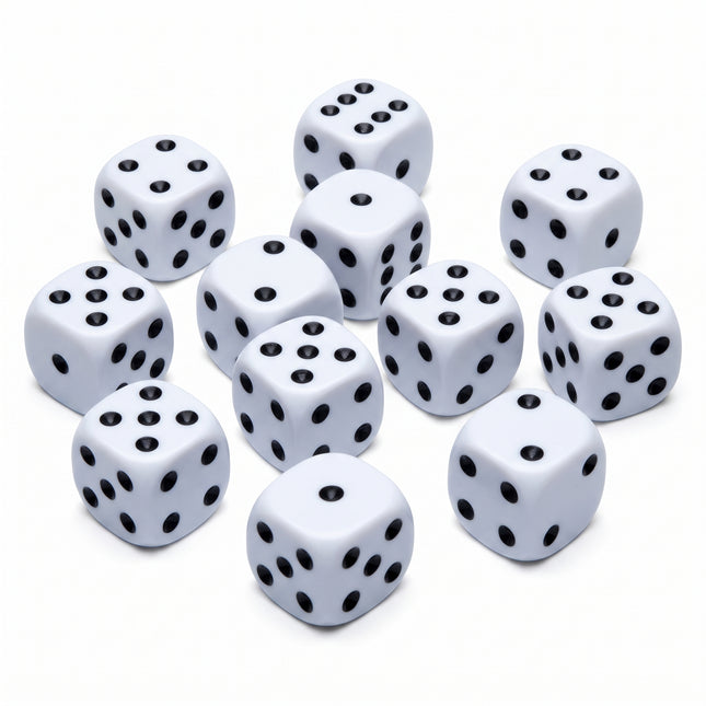Cheqo® Dobbelstenen Set van 10 - Witte Dobbelstenen - Dobbelsteen - Dobbelstenenset Wit - Speeldobbelstenen - Dobbelsteentjes - Dobbelen - Dobbelspel - Yahtzee - Bordspel - Gezelschapsspel - Spelletjes - Spelletje - Monopoly - Regenwormen - Hero Studio