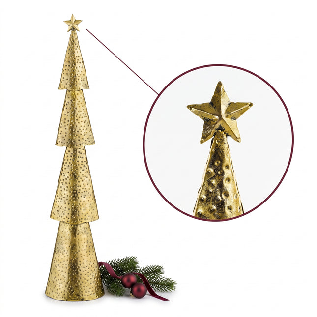 Cheqo® Metalen Kerstboom - Decoratieve Kerstboom - Kerstboom Decoratie - Kerstversiering - Gouden Kerstboom - Kunstkerstboom - Kerst Tafeldecoratie - Kerstboom Zonder Verlichting - Decoratieboom - Sierboom - Kerstboombeeldje - Kerstboom met Ster - Hero Studio