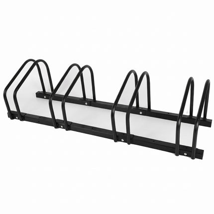 Cheqo® Fietsenrek voor 4 Fietsen - Fietsenstandaard - Fietsrek - Fietsenstalling - Fietsbeugel - Vloermontage en Muurmontage - voor Brede Banden - voor Binnen en Buiten - voor Garage - Schuur en Tuin - Fiets Standaard - Fietsen Rek - Zwart - Hero Studio