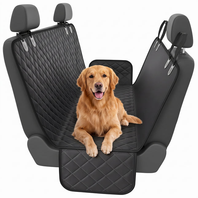 Cheqo® Hondendeken Auto Achterbank - Hondendeken Kofferbak - Beschermhoes Achterbank Hond - Hondenkleed Auto - Autodeken Hond - Autohoes Hond - Achterbankhoes - Hondenmat Auto - Hangmat Hond Auto - Autostoelhoes - Waterdicht en Antislip - Zwart - Hero Studio