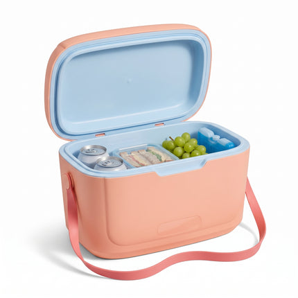 Cheqo® Koelbox - Kleine Koelbox 6 Liter - Koeltas - Draagbare Koelbox met Schouderband en Verstelbare Draagriem - Koelbox zonder Stroom - voor Picknick - Strand - Camping - Auto en Festival - Isolerende Lunchbox Koeler - Roze Koelboxje - Hero Studio