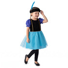 Cheqo® Pietenjurk Kind 110-116 - Paars Blauw - Sinterklaas Verkleedkleding - Pieten Kostuum voor Kinderen - Pietenpak voor Meisjes - Verkleden als Piet - Jurk met Pofmouwen en Pietenmuts - Pakjesavond en Intocht - ca. 5-6 Jaar - Hero Studio