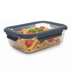 Cheqo® Glazen Vershouddoos - Vershoudbakje - Bewaardoos - Voedseldoos - Meal Prep Bakje - Voorraaddoos - Opbergdoos met Klemdeksel - Rechthoekig - Antraciet/Transparant - Grijs - voor Koelkast en Keukenkast - Eten en Restjes Bewaren - Hero Studio