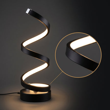 Cheqo® LED Tafellamp - Spiraal Tafellamp - Modern Spiraal Design - Dimbaar - Touch Bediening - Bureaulamp - Sfeerlamp - Nachtlamp - Bedlampje voor Slaapkamer en Woonkamer - Decoratieve Verlichting voor Nachtkastje - Zwart - USB - Hero Studio