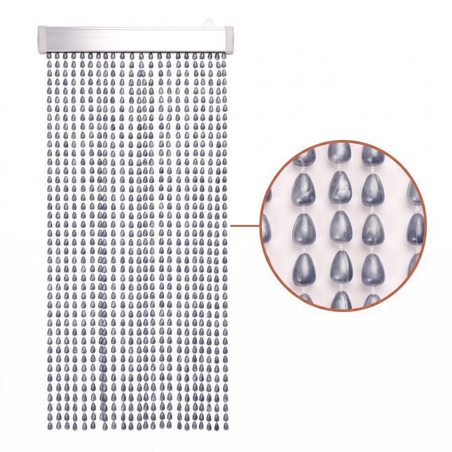 Cheqo® Kralengordijn 90x210 cm Grijs - Vliegengordijn - Deurgordijn - Insectengordijn - Horgordijn - Hordeur - Muggengordijn - Kunststof Kralen - Vliegenwerend - Vliegendeur - Anti Insecten - voor Deur, Terrasdeur, Schuur, Caravan en Camper - Hero Studio