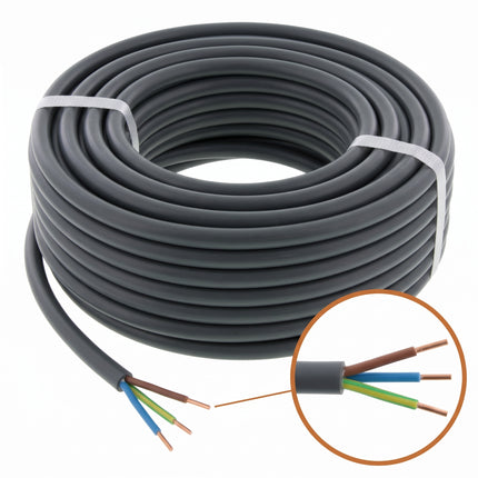 Cheqo® Buitenkabel 3 X 2.5 mm² 10 m - XMVK Kabel - Installatiekabel voor Binnen en Buiten - Elektrakabel voor Bovengronds Gebruik - Kabel voor Tuinverlichting en Buitenlamp of Buitenstopcontact - Tuinkabel - Grijs - Stroomkabel - Hero Studio