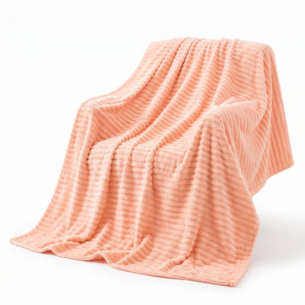Cheqo® Fleece Deken - Plaid - Fleece Plaid met Ribstof - Woondeken - Knuffeldeken - Bankdeken - Plaid voor Bank - Grand Foulard - Sprei - Heerlijk Zacht en Warm - Oranje Plaid - Deken voor Bed en voor Woonkamer - Fleece Blanket - Hero Studio