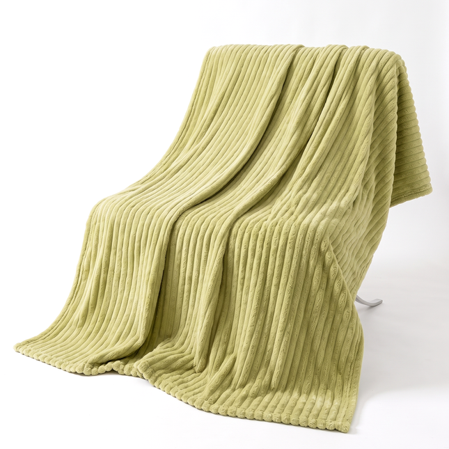Cheqo® Fleece Deken - Plaid - Fleece Plaid met Ribstof - Woondeken - Knuffeldeken - Bankdeken - Plaid voor Bank - Grand Foulard - Sprei - Heerlijk Zacht en Warm - Groene Plaid - Deken voor Bed en voor Woonkamer - Fleece Blanket - Hero Studio