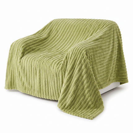 Cheqo® Fleece Deken 2 Persoons - Plaid XL - Lits-Jumeaux Deken - Bedsprei - Grote Fleece Plaid - Deken voor Tweepersoonsbed - Ribstof Plaid - Woondeken - Bankdeken - Knuffeldeken - Grand Foulard - Sprei - Groene Plaid - Fleece Blanket - Hero Studio