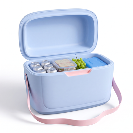 Cheqo® Koelbox - Passieve Koelbox Zonder Stroom - Draagbare Koelbox - Kleine Koelbox met Schouderband - Koeltas voor Camping en Strand - Picknick Koelbox voor Festival en Auto - Lunchbox Koeler - Isolatiebox - Koelbox Blauw - Frigobox - Hero Studio