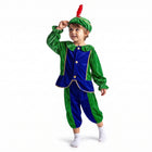 Cheqo® Pietenpak Kind 110-116 - Groen Blauw - Sinterklaas Verkleedkleding - Pieten Kostuum voor Kinderen - Pietenpak voor Jongens en Meisjes - Verkleden als Piet - Jasje en Pofbroek met Pietenmuts - Pakjesavond en Intocht - ca. 5-6 Jaar - Hero Studio